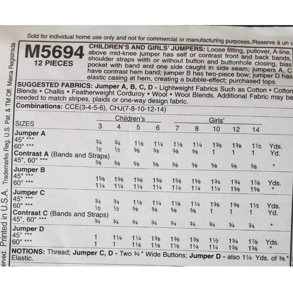 McCalls mccall m5694
